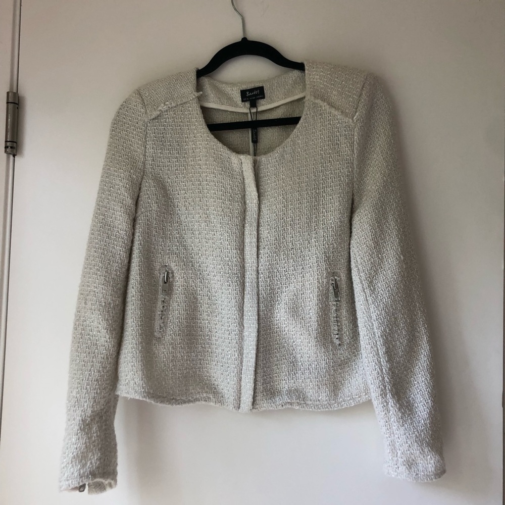 Bardot Frayed Boucle Jacket